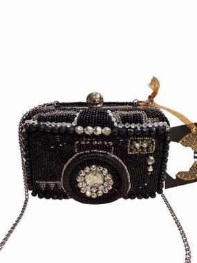 From India to You Beaded Camera Clutch/crossbody with Rhinestone Accent